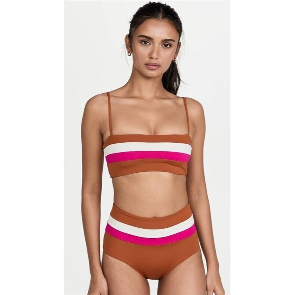 Nwot L*Space S Rebel Stripe Color Block Bikini To… - image 1